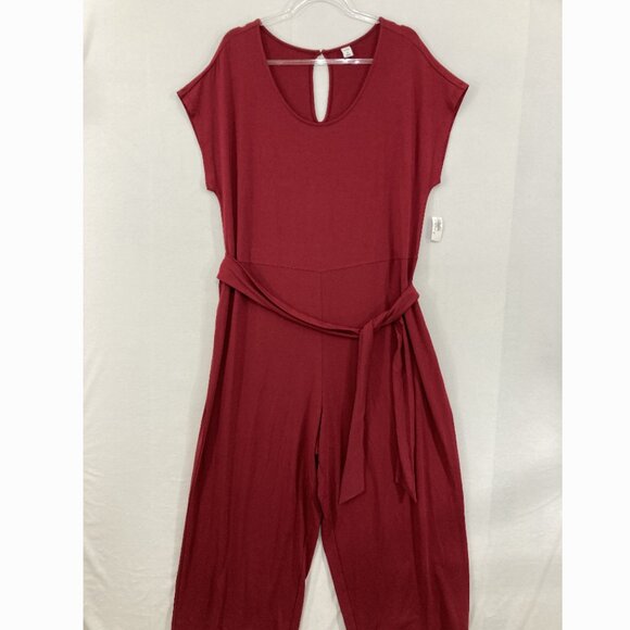 Old Navy Pants - New Old Navy size XL Cherry Red Tie Belted Wide Leg Crop Jumpsuit